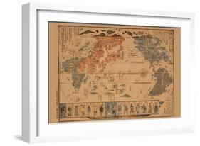 Japanese Map of the World; People of Many Nations-null-Framed Art Print