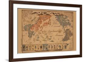 Japanese Map of the World; People of Many Nations-null-Framed Premium Giclee Print