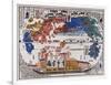 Japanese Map Of The World With Black Ship Foreign Battleships-null-Framed Art Print