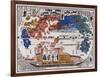 Japanese Map Of The World With Black Ship Foreign Battleships-null-Framed Art Print