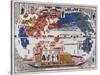 Japanese Map Of The World With Black Ship Foreign Battleships-null-Stretched Canvas