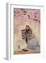 Japanese Mother and Infant Meeting a Poet under a Cherry Tree-null-Framed Giclee Print