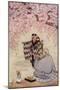 Japanese Mother and Infant Meeting a Poet under a Cherry Tree-null-Mounted Giclee Print