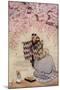 Japanese Mother and Infant Meeting a Poet under a Cherry Tree-null-Mounted Giclee Print