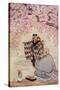 Japanese Mother and Infant Meeting a Poet under a Cherry Tree-null-Stretched Canvas