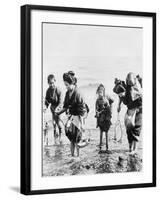 Japanese Mothers and Children Fishing Photograph - Japan-Lantern Press-Framed Art Print