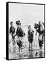 Japanese Mothers and Children Fishing Photograph - Japan-Lantern Press-Framed Stretched Canvas