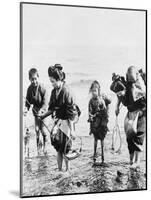Japanese Mothers and Children Fishing Photograph - Japan-Lantern Press-Mounted Art Print