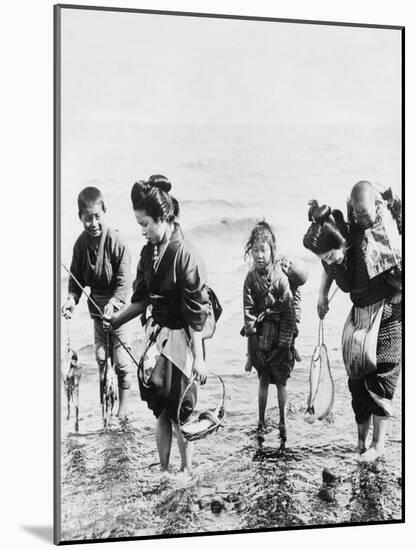 Japanese Mothers and Children Fishing Photograph - Japan-Lantern Press-Mounted Art Print