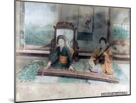 Japanese Music: Women Playing Koto and Samisen, Kobe, Japan-null-Mounted Giclee Print