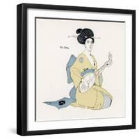 Japanese Musician Plays the Biwa Which Resembles the Western Lute-R. Halls-Framed Art Print