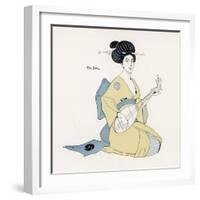 Japanese Musician Plays the Biwa Which Resembles the Western Lute-R. Halls-Framed Art Print