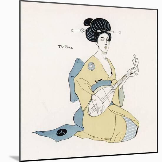 Japanese Musician Plays the Biwa Which Resembles the Western Lute-R. Halls-Mounted Art Print