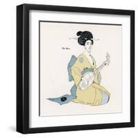 Japanese Musician Plays the Biwa Which Resembles the Western Lute-R. Halls-Framed Art Print