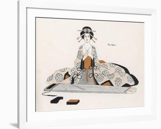 Japanese Musician Plays the Koto a Harp-Like Instrument Played Horizontally-R. Halls-Framed Art Print