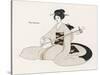 Japanese Musician Plays the Samisen-R. Halls-Stretched Canvas