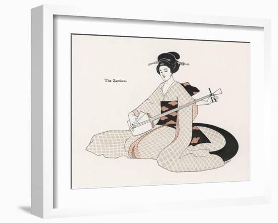 Japanese Musician Plays the Samisen-R. Halls-Framed Art Print