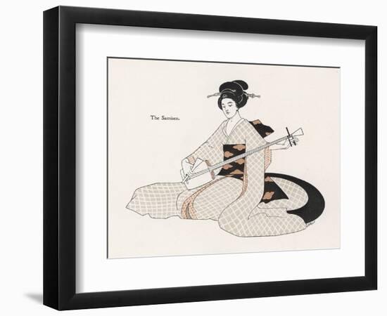 Japanese Musician Plays the Samisen-R. Halls-Framed Art Print