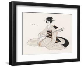 Japanese Musician Plays the Samisen-R. Halls-Framed Art Print