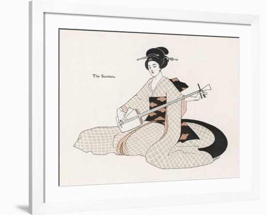 Japanese Musician Plays the Samisen-R. Halls-Framed Art Print