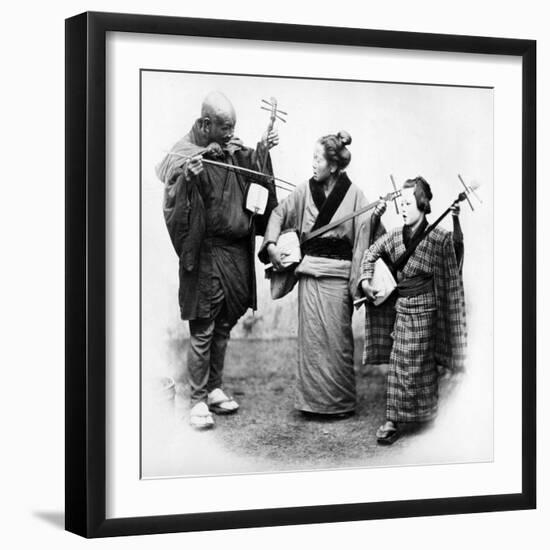 Japanese Musicians, C.1860s-Felice Beato-Framed Photographic Print