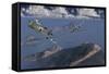 Japanese Nakajima Ki-84 Fighter Planes About to Attack an Allied Ship-Stocktrek Images-Framed Stretched Canvas