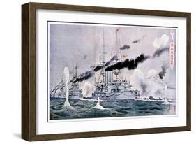 Japanese Naval Squadron Steaming to Bombard Port Arthur, Russo-Japanese War 1904-1905-null-Framed Giclee Print