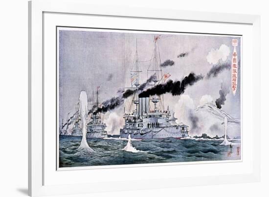 Japanese Naval Squadron Steaming to Bombard Port Arthur, Russo-Japanese War 1904-1905-null-Framed Giclee Print