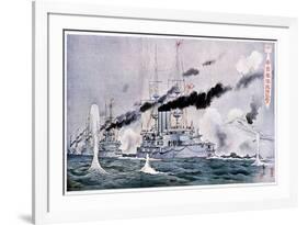 Japanese Naval Squadron Steaming to Bombard Port Arthur, Russo-Japanese War 1904-1905-null-Framed Giclee Print