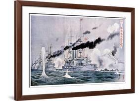 Japanese Naval Squadron Steaming to Bombard Port Arthur, Russo-Japanese War 1904-1905-null-Framed Giclee Print