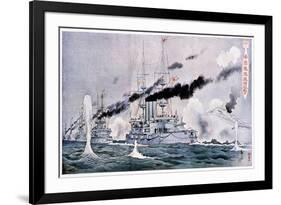 Japanese Naval Squadron Steaming to Bombard Port Arthur, Russo-Japanese War 1904-1905-null-Framed Giclee Print