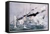 Japanese Naval Squadron Steaming to Bombard Port Arthur, Russo-Japanese War 1904-1905-null-Framed Stretched Canvas