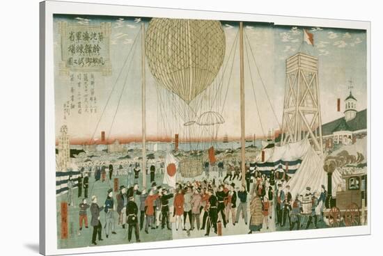 Japanese Navy Testing a Hot Air Balloon in Tsukiji, 1877-Hiroshige III-Stretched Canvas