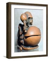 Japanese Netsuke of a skeleton playing a drum, 18th century. Artist: Unknown-Unknown-Framed Giclee Print