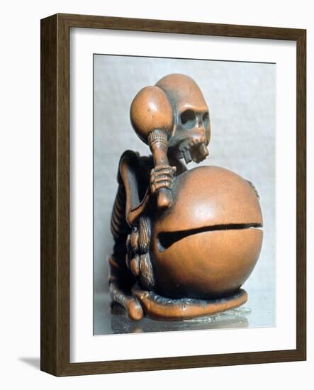 Japanese Netsuke of a skeleton playing a drum, 18th century. Artist: Unknown-Unknown-Framed Giclee Print