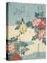 Japanese Nightingale and Spray of Roses, C. 1832-Katsushika Hokusai-Stretched Canvas