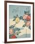 Japanese Nightingale and Spray of Roses, C. 1832-Katsushika Hokusai-Framed Giclee Print