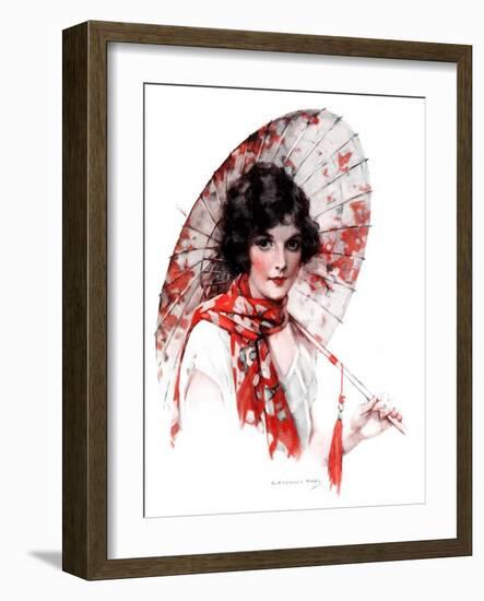 "Japanese Parasol,"August 15, 1925-J. Knowles Hare-Framed Giclee Print