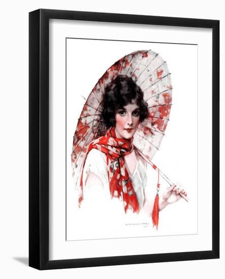 "Japanese Parasol,"August 15, 1925-J. Knowles Hare-Framed Giclee Print