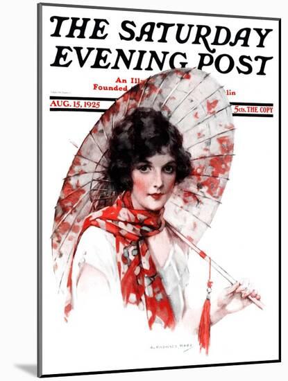 "Japanese Parasol," Saturday Evening Post Cover, August 15, 1925-J. Knowles Hare-Mounted Giclee Print