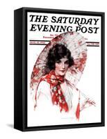 "Japanese Parasol," Saturday Evening Post Cover, August 15, 1925-J. Knowles Hare-Framed Stretched Canvas