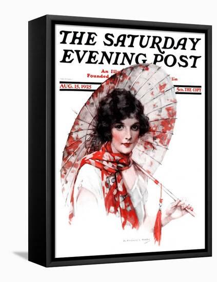 "Japanese Parasol," Saturday Evening Post Cover, August 15, 1925-J. Knowles Hare-Framed Stretched Canvas