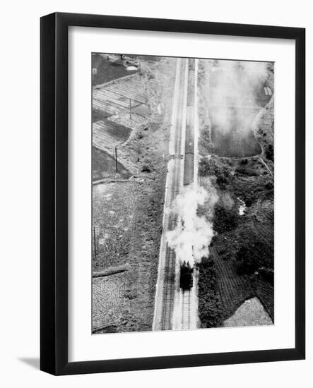 Japanese Passenger Train Stopped by Bombs-null-Framed Photographic Print