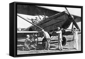 Japanese Plane Being Loaded with Bombs in Manchuria, 1933-Japanese Photographer-Framed Stretched Canvas