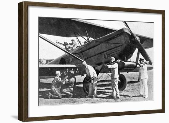 Japanese Plane Being Loaded with Bombs in Manchuria, 1933-Japanese Photographer-Framed Photographic Print