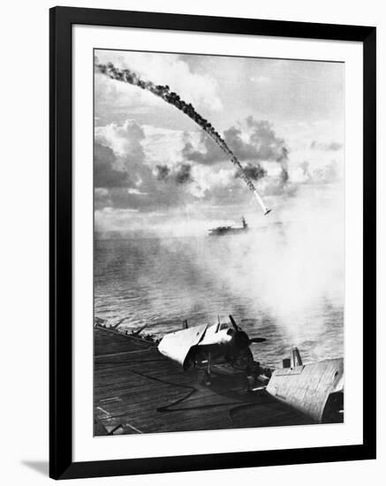 Japanese Plane Crashing in the Pacific-null-Framed Photographic Print