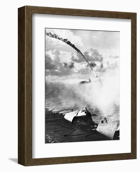 Japanese Plane Crashing in the Pacific-null-Framed Photographic Print