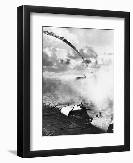 Japanese Plane Crashing in the Pacific-null-Framed Photographic Print