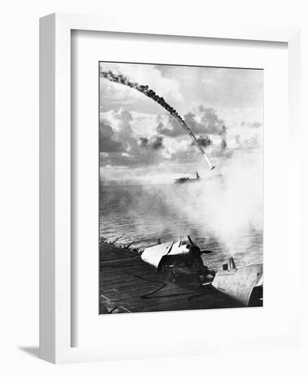 Japanese Plane Crashing in the Pacific-null-Framed Photographic Print