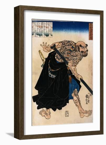 Japanese Print of a Samurai Possibly by Kunisada-Stefano Bianchetti-Framed Giclee Print